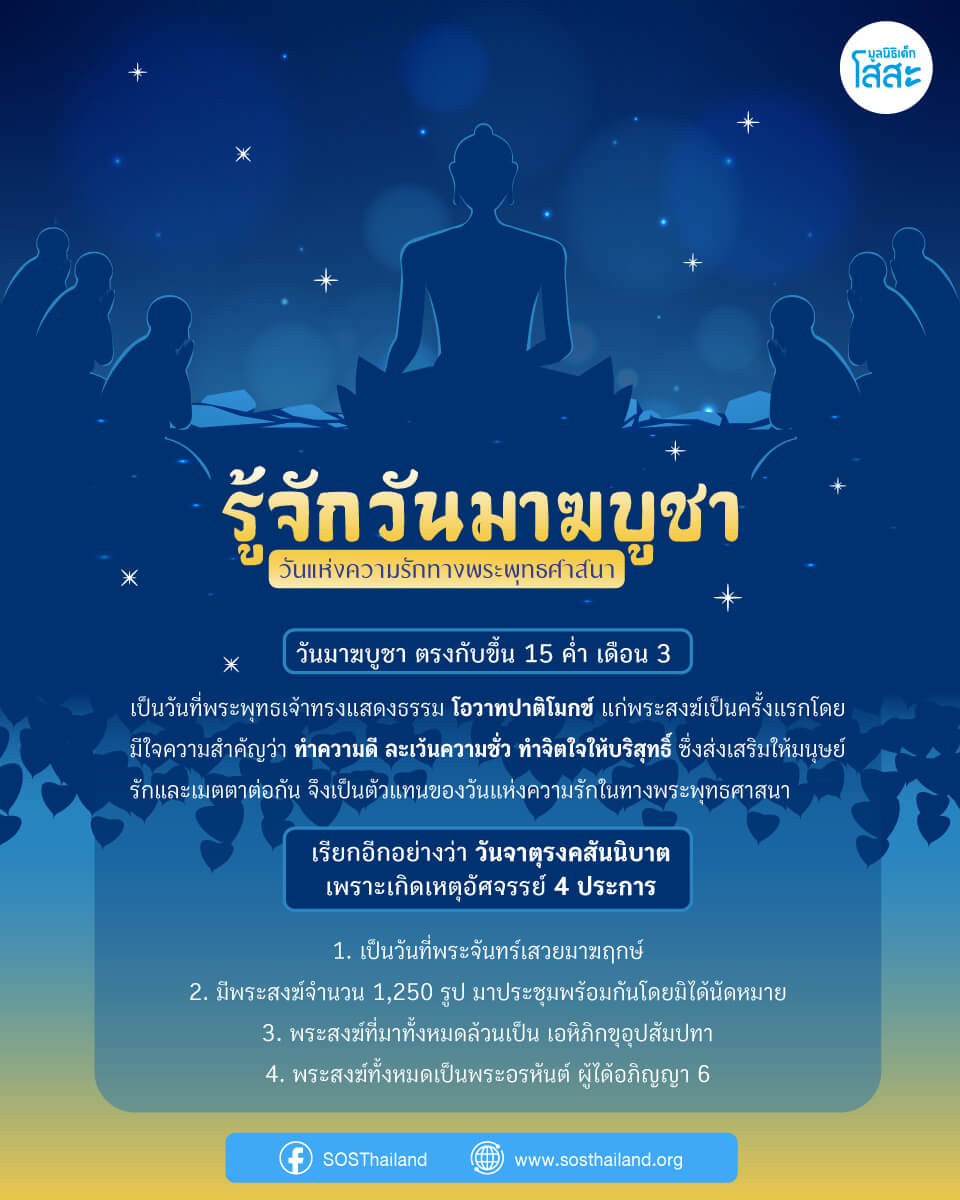 วันมาฆบูชา-พระพุทธศาสนา-ความสำคัญ-มูลนิธิเด็กโสสะ