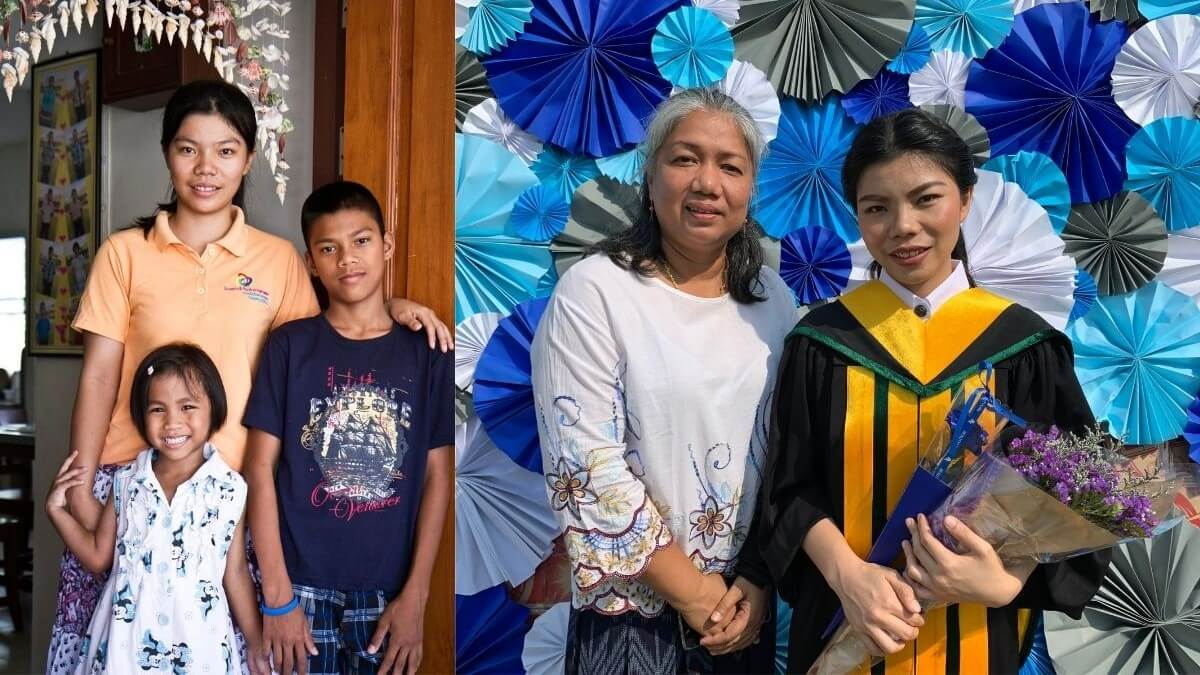 มูลนิธิเด็กโสสะ-ครอบครัวโสสะของฉัน-หมวยกับคุณแม่และพี่น้องในบ้าน